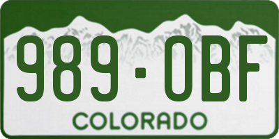 CO license plate 989OBF
