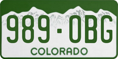 CO license plate 989OBG