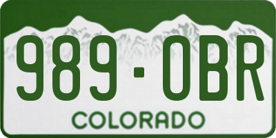 CO license plate 989OBR