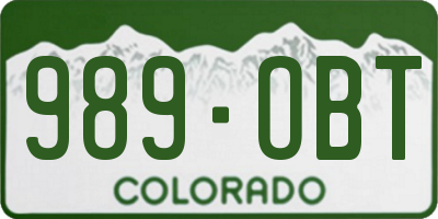 CO license plate 989OBT
