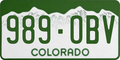 CO license plate 989OBV