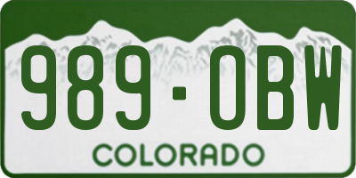 CO license plate 989OBW