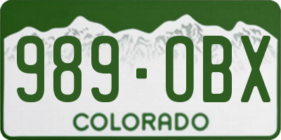 CO license plate 989OBX