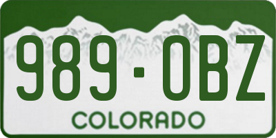 CO license plate 989OBZ