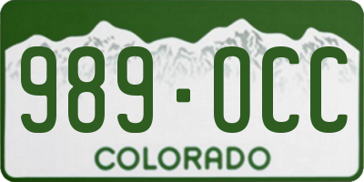 CO license plate 989OCC