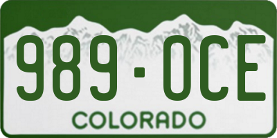CO license plate 989OCE