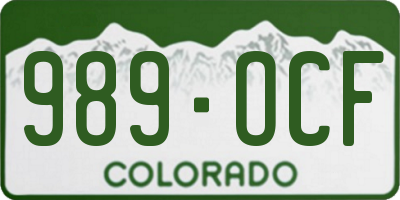 CO license plate 989OCF