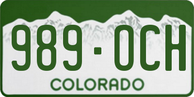 CO license plate 989OCH