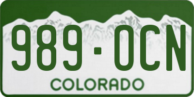 CO license plate 989OCN
