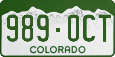 CO license plate 989OCT
