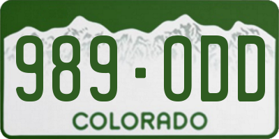 CO license plate 989ODD