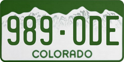 CO license plate 989ODE