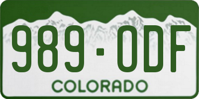 CO license plate 989ODF