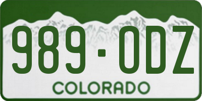 CO license plate 989ODZ