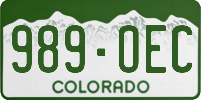 CO license plate 989OEC
