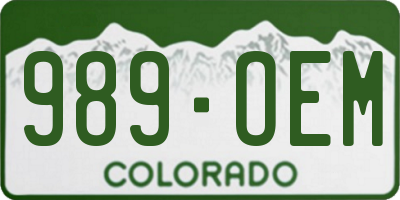 CO license plate 989OEM