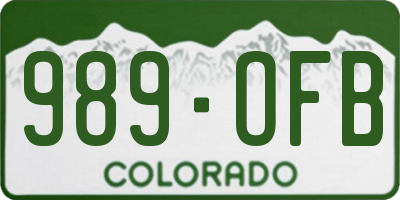 CO license plate 989OFB