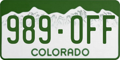 CO license plate 989OFF