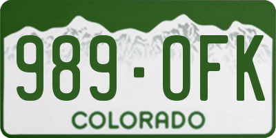 CO license plate 989OFK