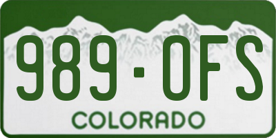 CO license plate 989OFS