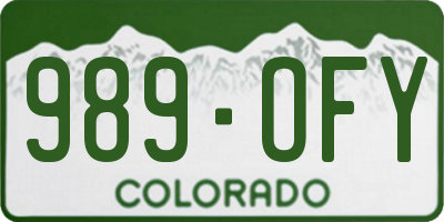 CO license plate 989OFY