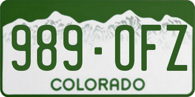 CO license plate 989OFZ