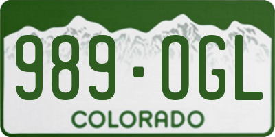 CO license plate 989OGL