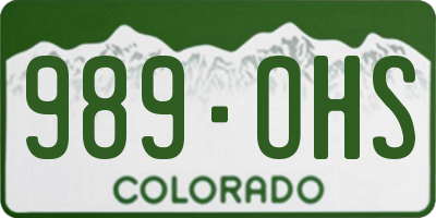 CO license plate 989OHS