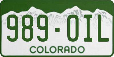 CO license plate 989OIL