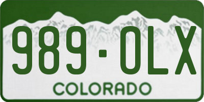 CO license plate 989OLX
