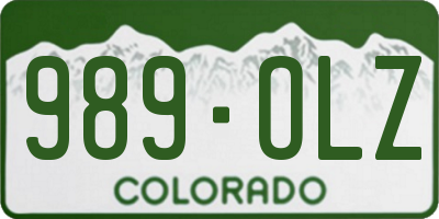 CO license plate 989OLZ