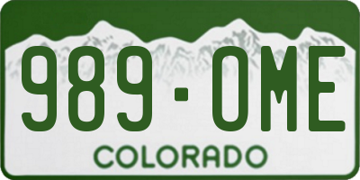 CO license plate 989OME