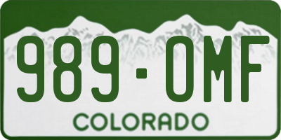 CO license plate 989OMF