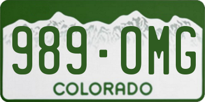 CO license plate 989OMG
