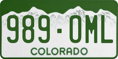 CO license plate 989OML