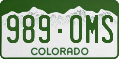 CO license plate 989OMS