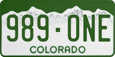CO license plate 989ONE