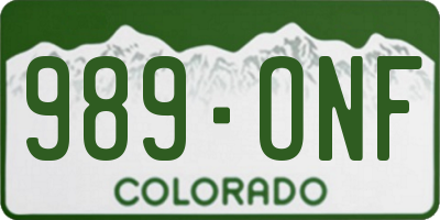 CO license plate 989ONF