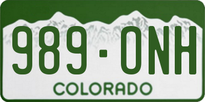 CO license plate 989ONH