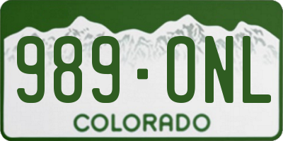 CO license plate 989ONL