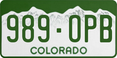 CO license plate 989OPB