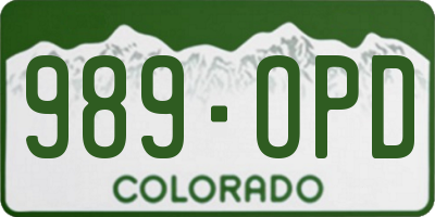 CO license plate 989OPD
