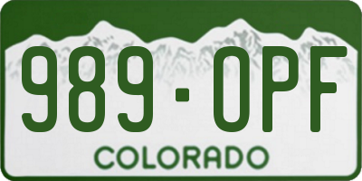 CO license plate 989OPF
