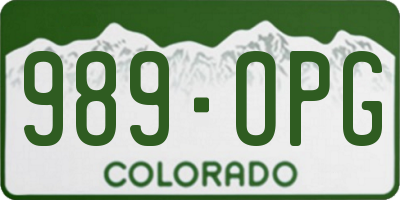 CO license plate 989OPG