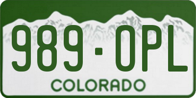 CO license plate 989OPL