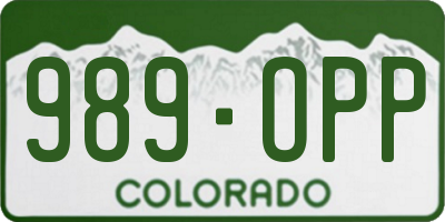 CO license plate 989OPP