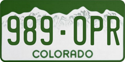 CO license plate 989OPR