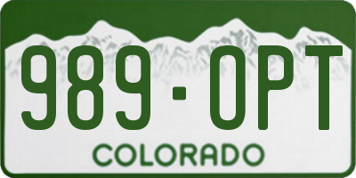 CO license plate 989OPT