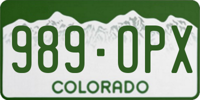 CO license plate 989OPX