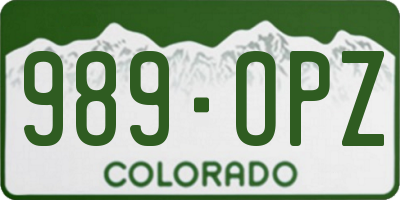CO license plate 989OPZ